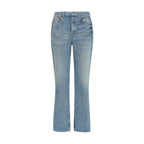 Blue Cotton Straight-Leg Jeans