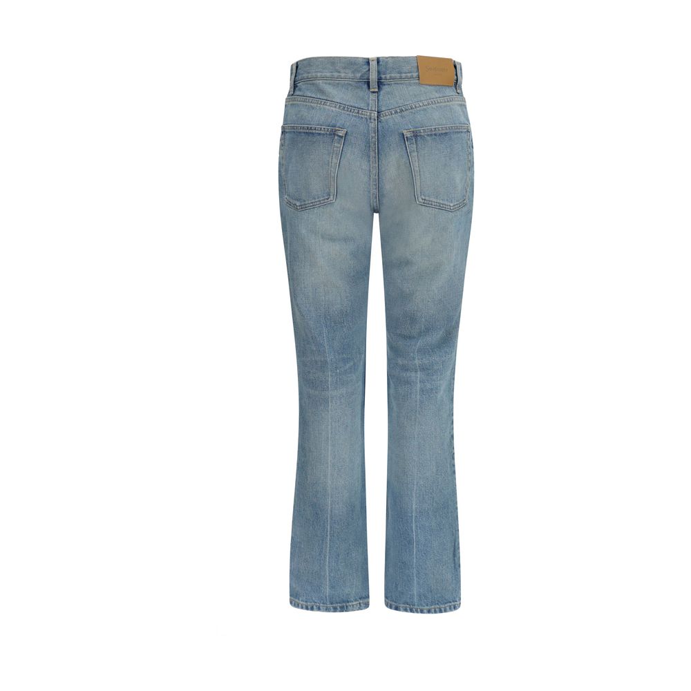 Blue Cotton Straight-Leg Jeans