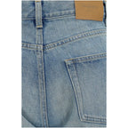 Blue Cotton Straight-Leg Jeans