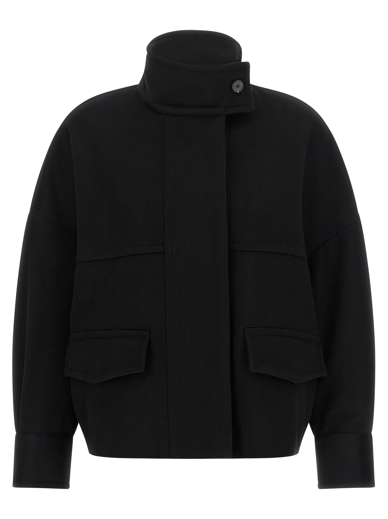 Black Wool Bomber