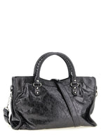 Silver Lamb Leather Handbag