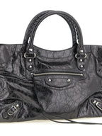 Silver Lamb Leather Handbag
