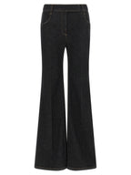 Blue Cotton Flared Jeans