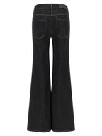Blue Cotton Flared Jeans