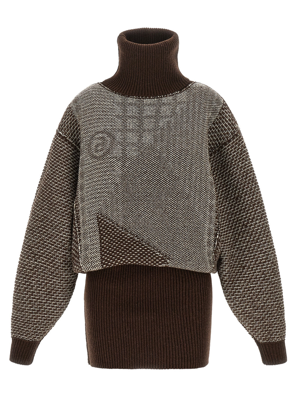 Brown Wool Short Dress
