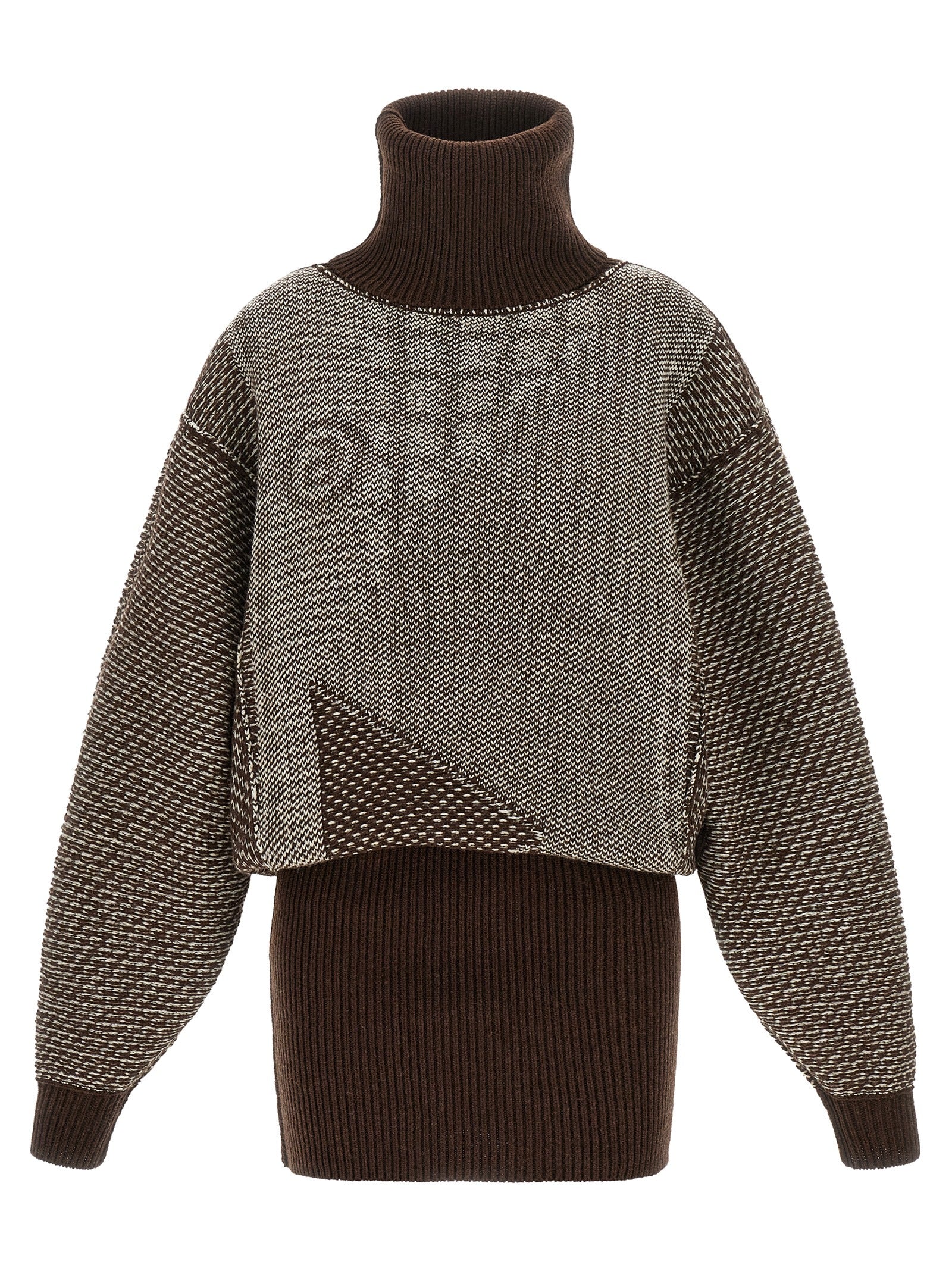 Brown Wool Short Dress