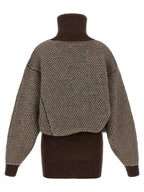 Brown Wool Short Dress