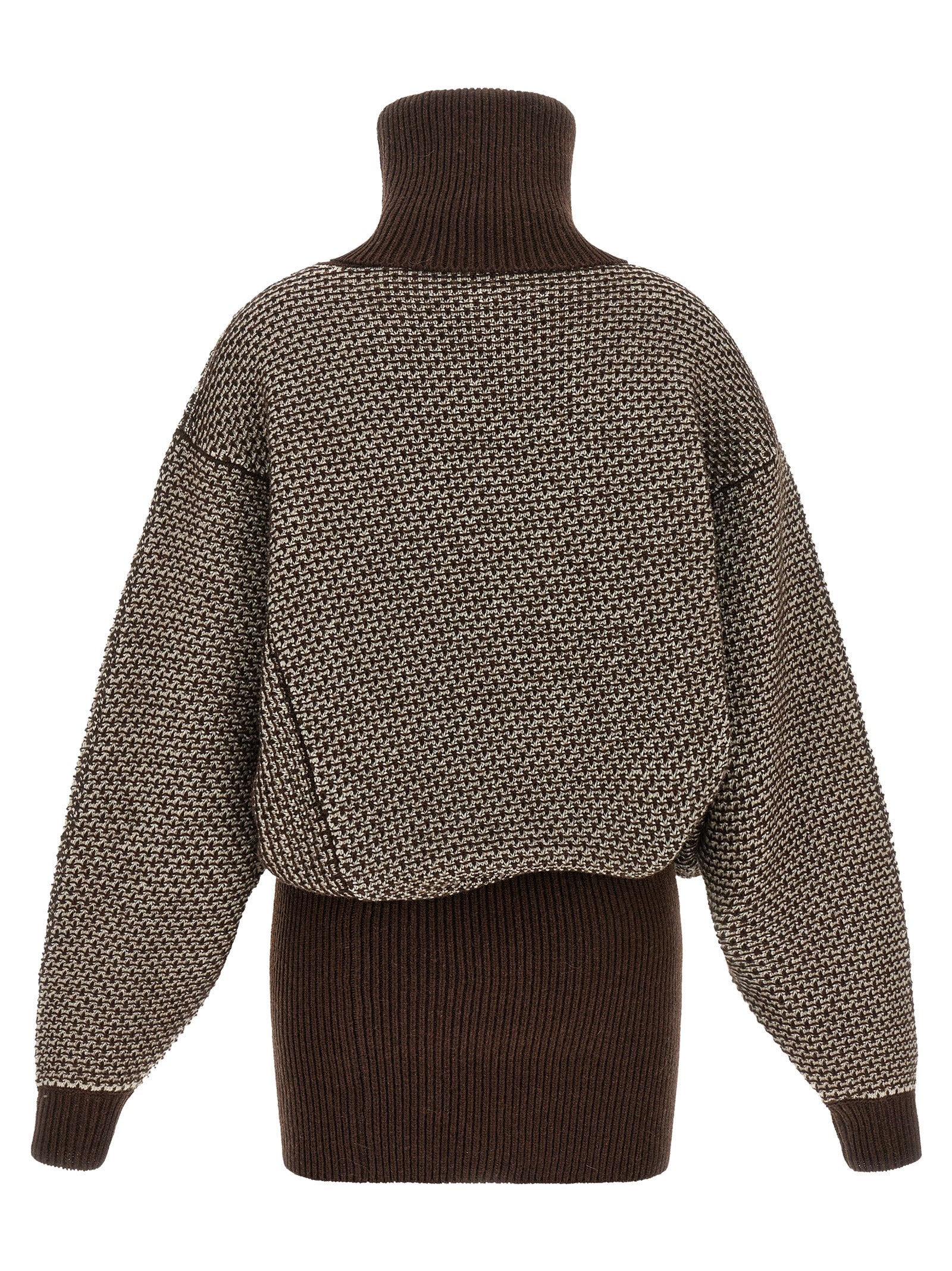 Brown Wool Short Dress