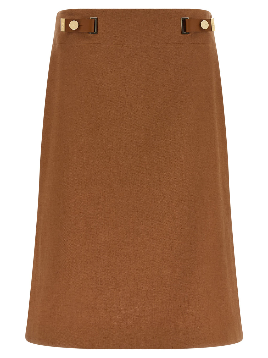 Brown Linen Midi Skirt