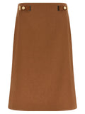 Brown Linen Midi Skirt