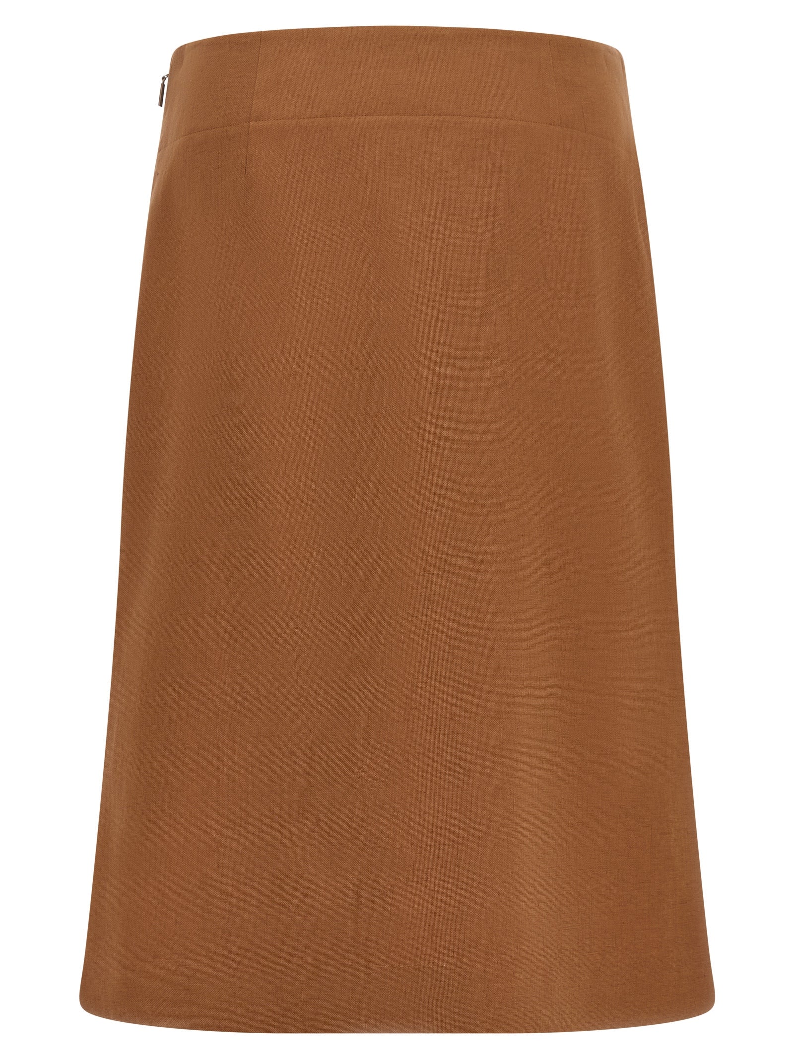 Brown Linen Midi Skirt