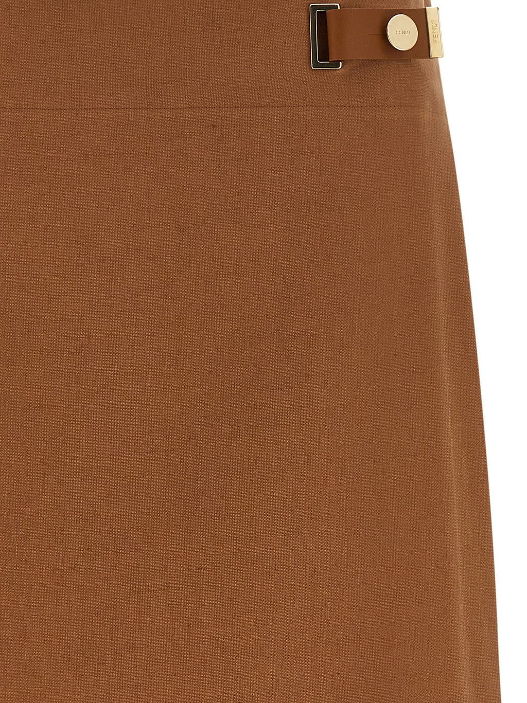 Brown Linen Midi Skirt