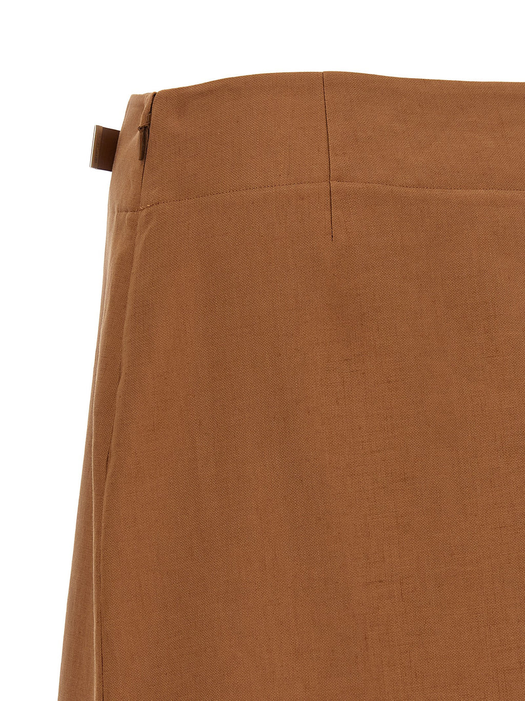 Brown Linen Midi Skirt