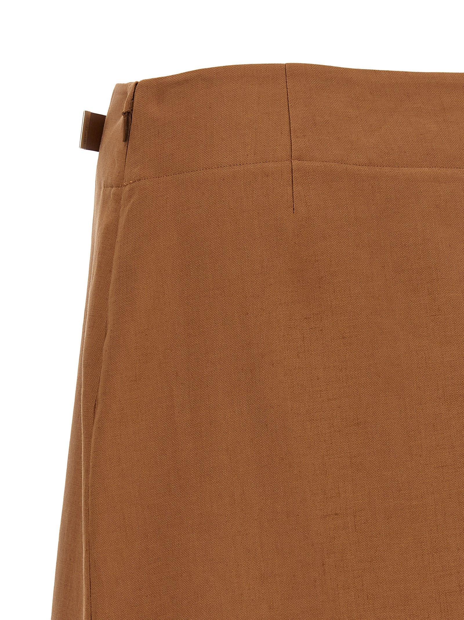 Brown Linen Midi Skirt