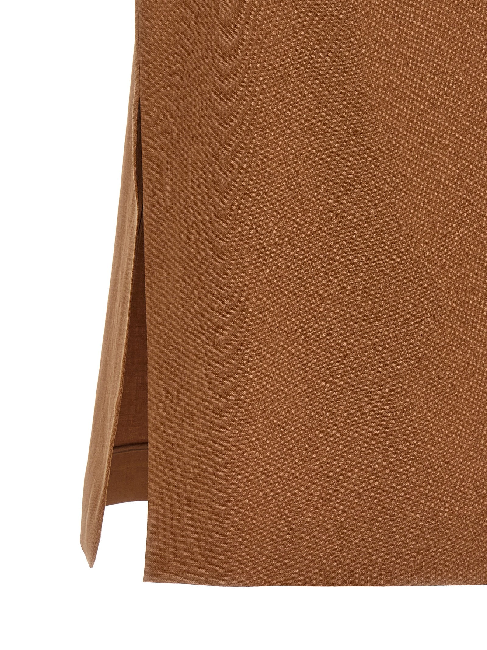 Brown Linen Midi Skirt
