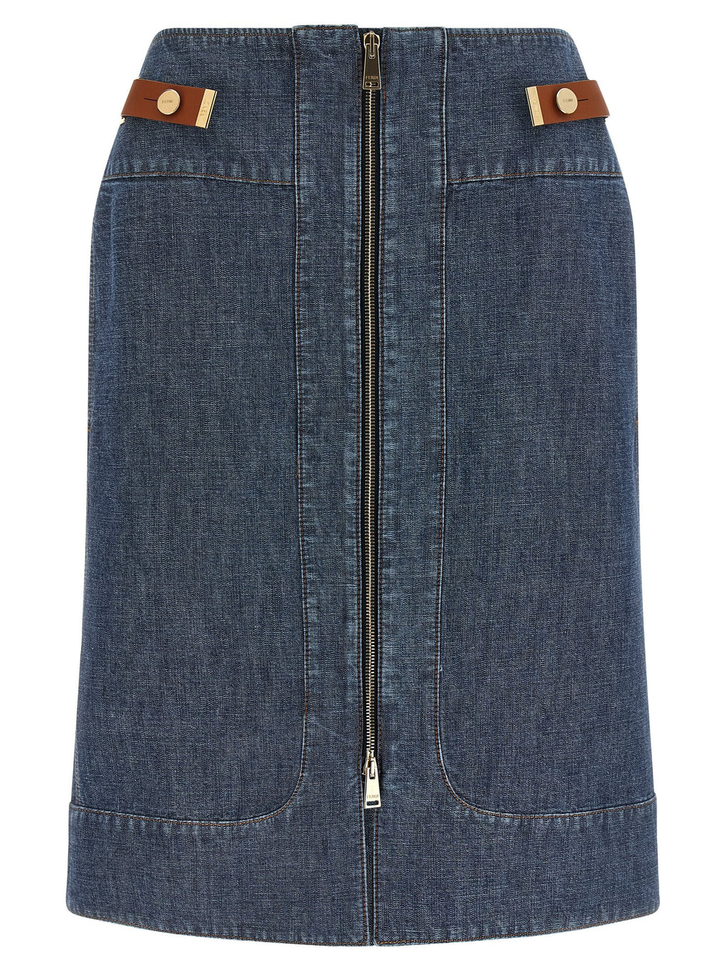 Blue Cotton Midi Skirt