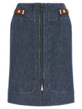 Blue Cotton Midi Skirt