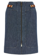 Blue Cotton Midi Skirt