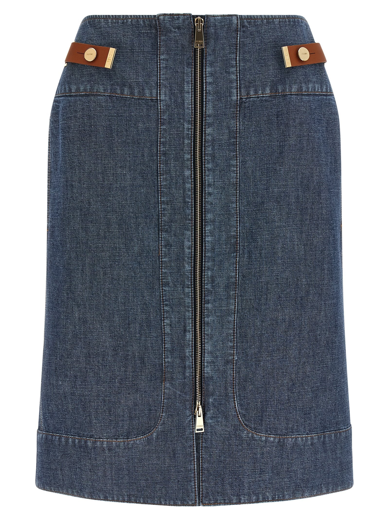 Blue Cotton Midi Skirt