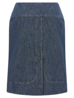 Blue Cotton Midi Skirt