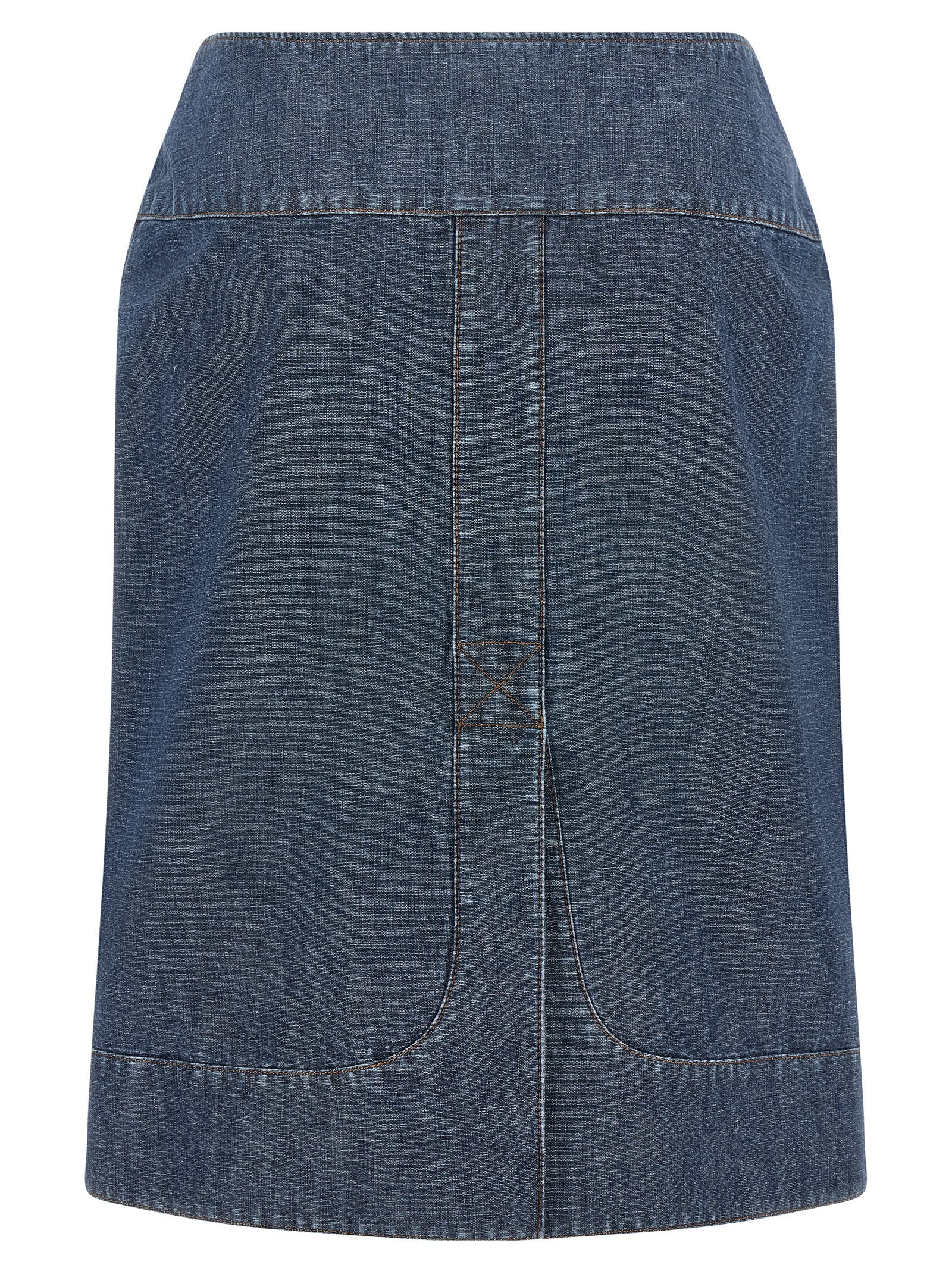 Blue Cotton Midi Skirt