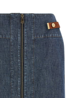 Blue Cotton Midi Skirt