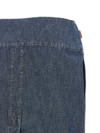 Blue Cotton Midi Skirt