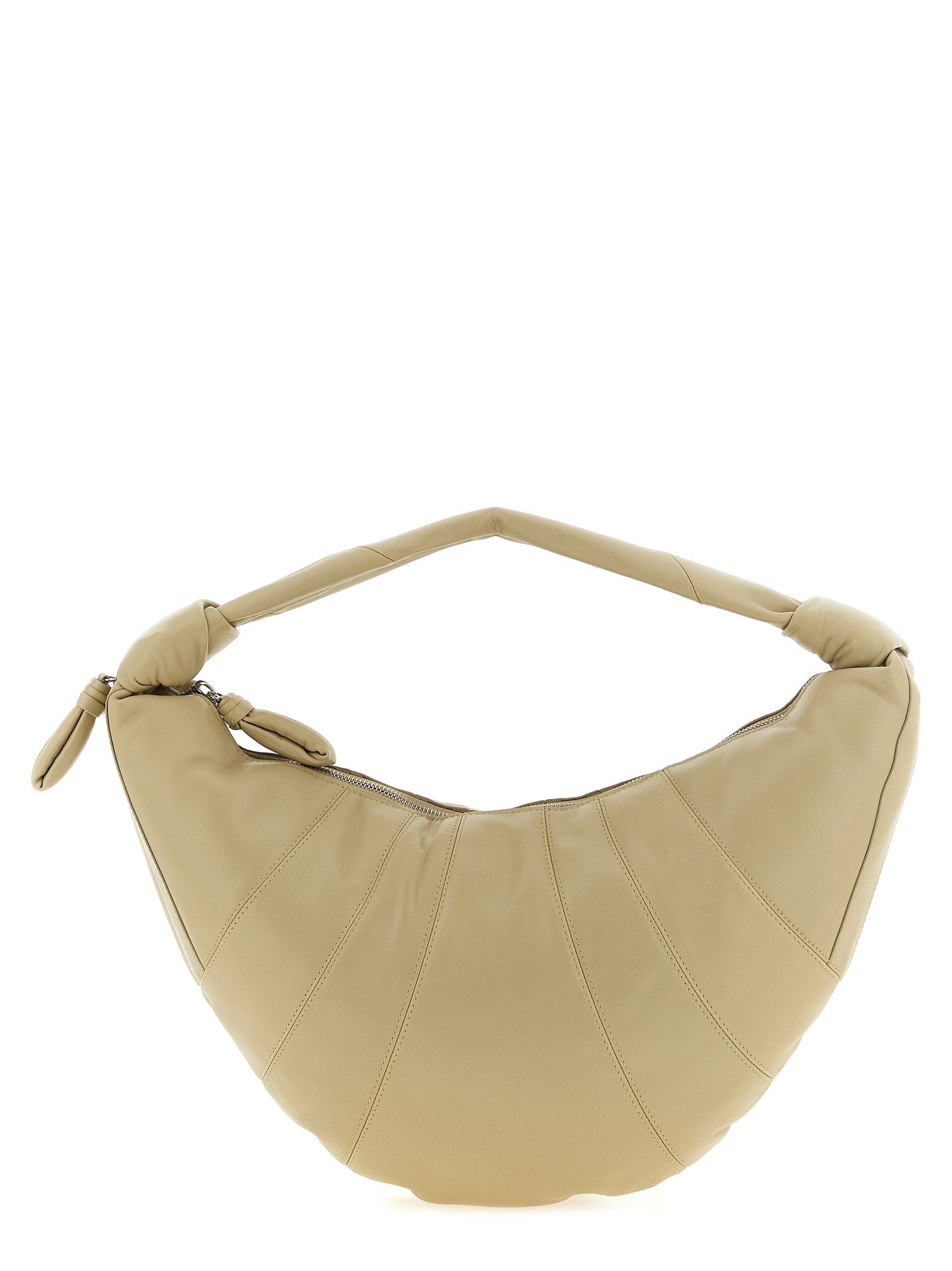 Beige Lamb Leather Shoulder Bag