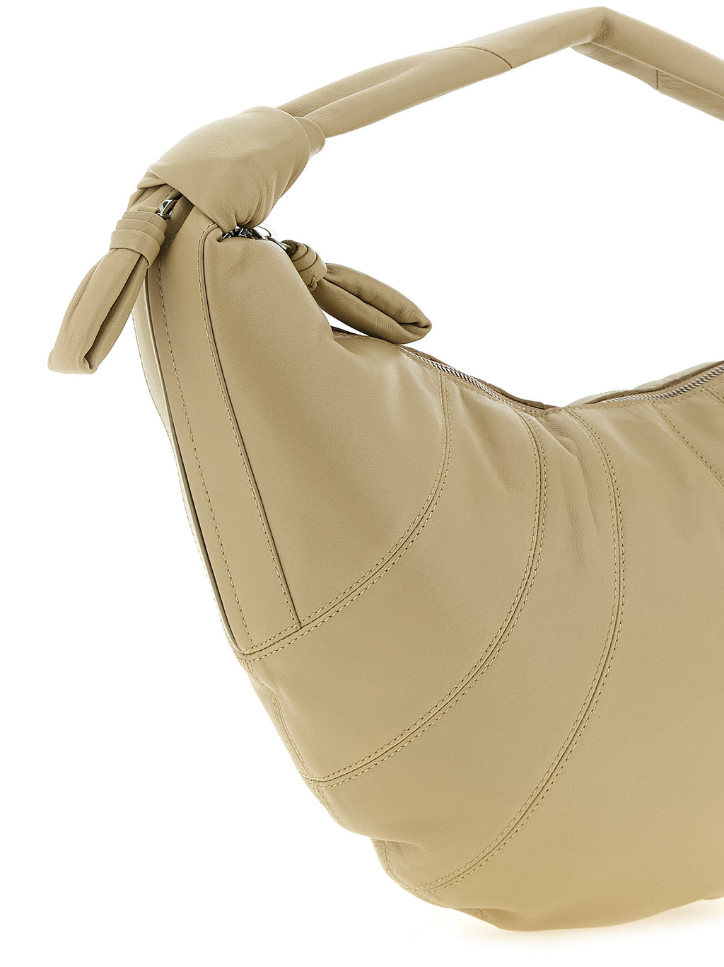 Beige Lamb Leather Shoulder Bag