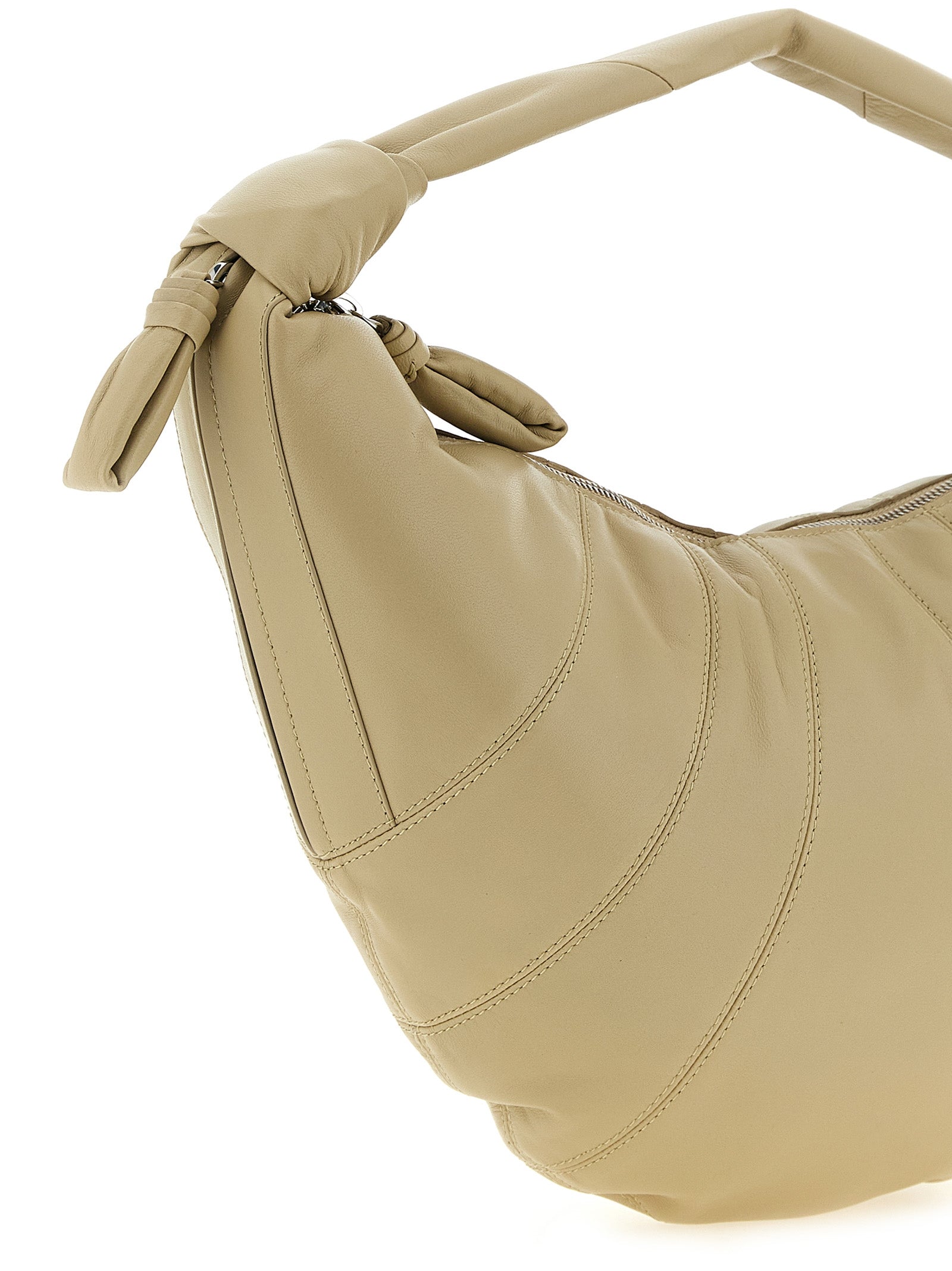 Beige Lamb Leather Shoulder Bag