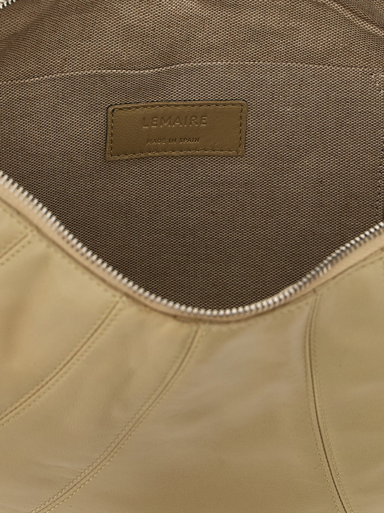 Beige Lamb Leather Shoulder Bag