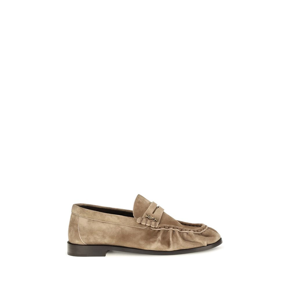 Beige Calf Leather Bos Taurus Slip-On Loafers