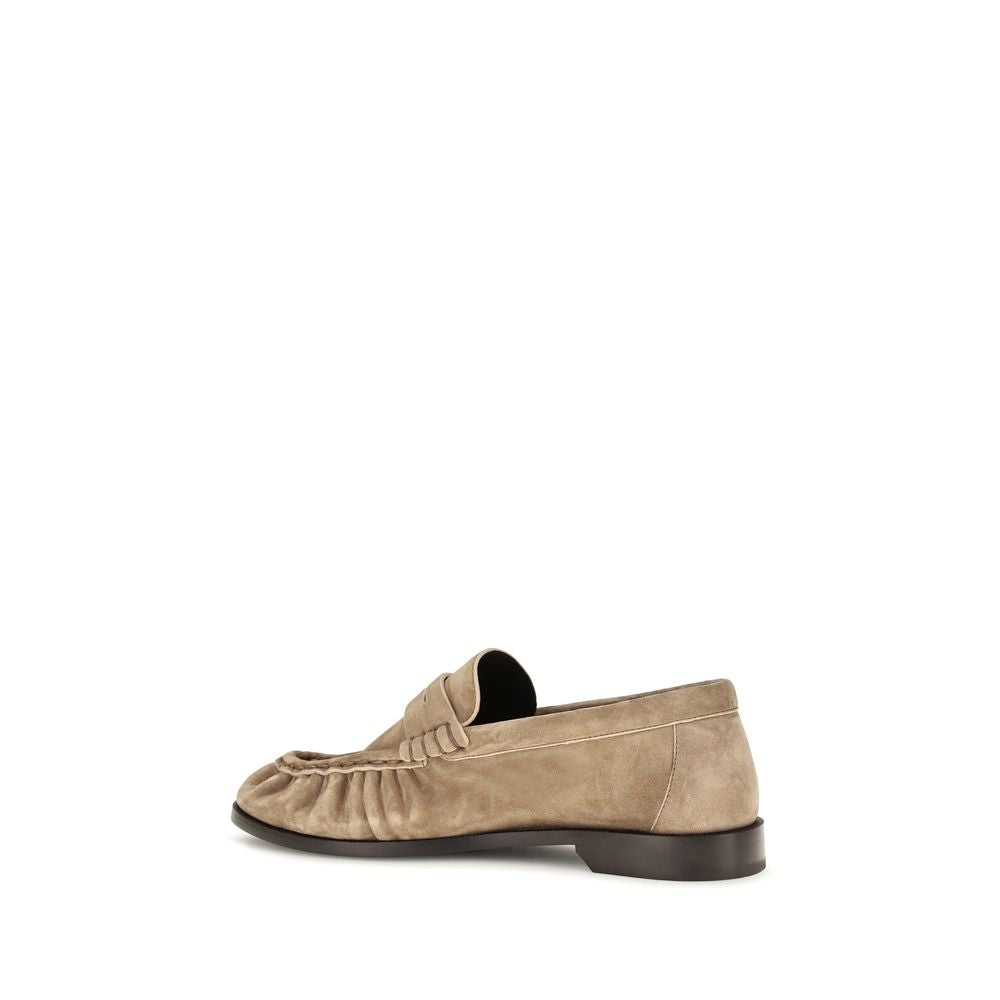 Beige Calf Leather Bos Taurus Slip-On Loafers