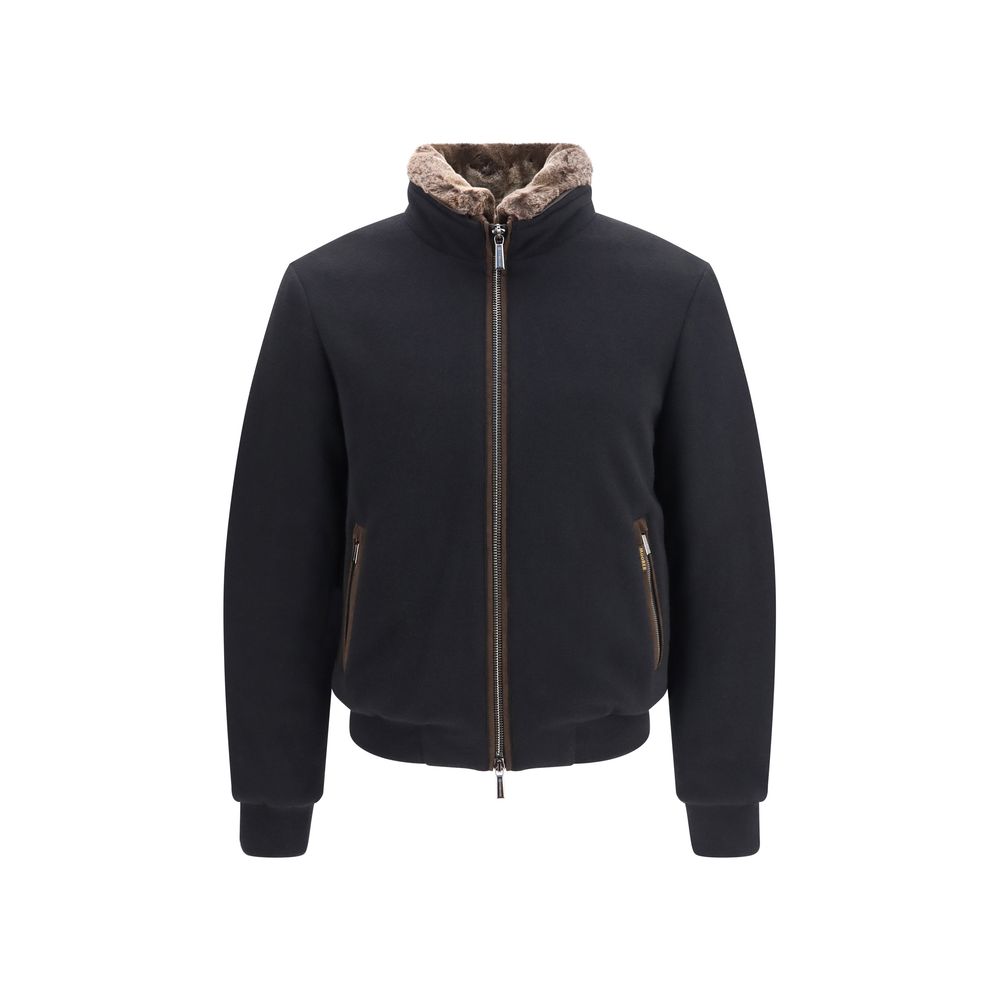Black Cashmere Bomber