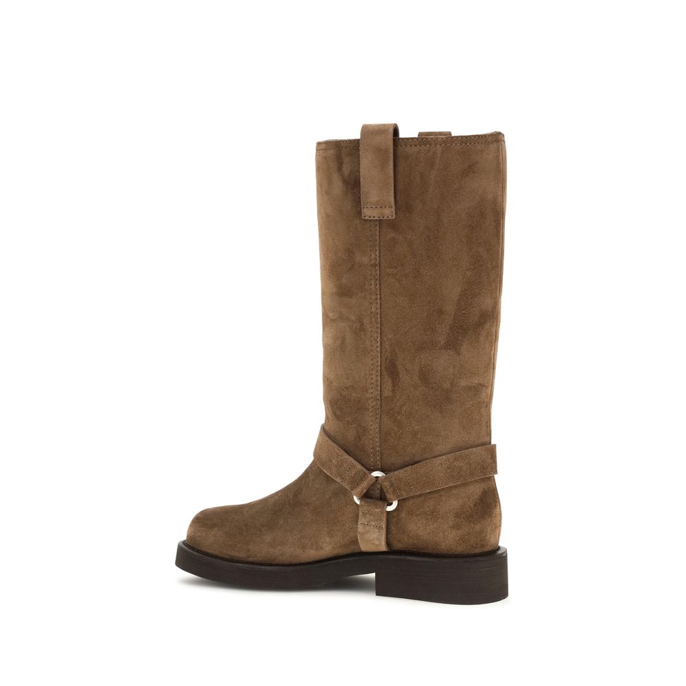 Brown Calf Leather Bos Taurus Flat Boots