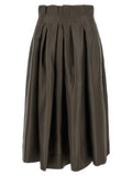 Brown Silk Midi Skirt