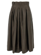Brown Silk Midi Skirt