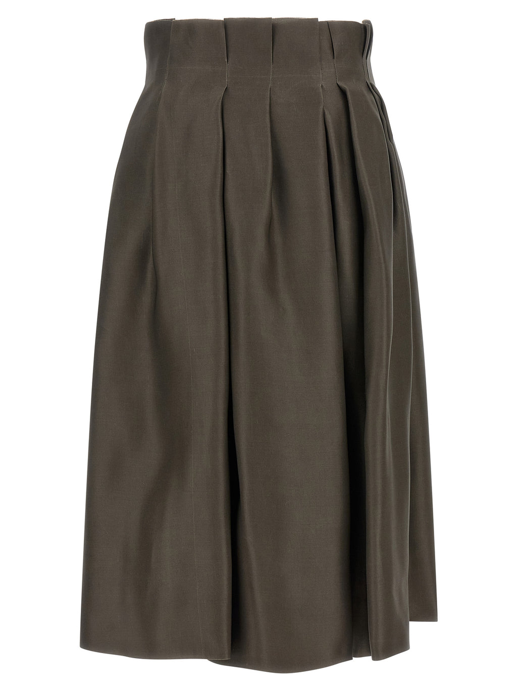 Brown Silk Midi Skirt