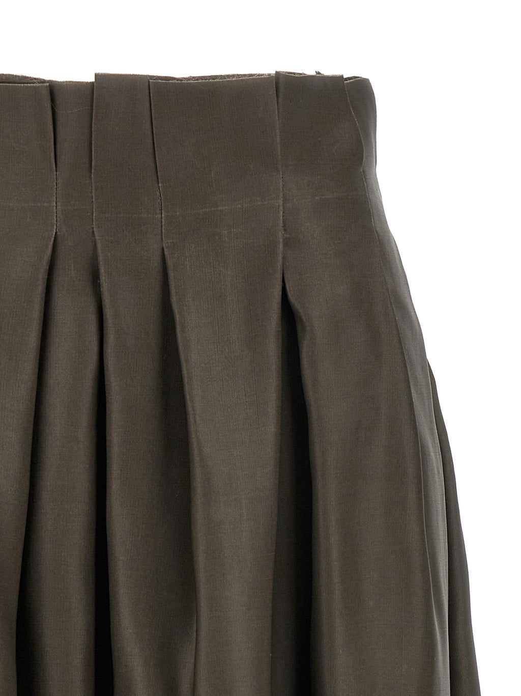 Brown Silk Midi Skirt