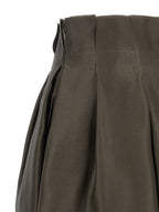 Brown Silk Midi Skirt