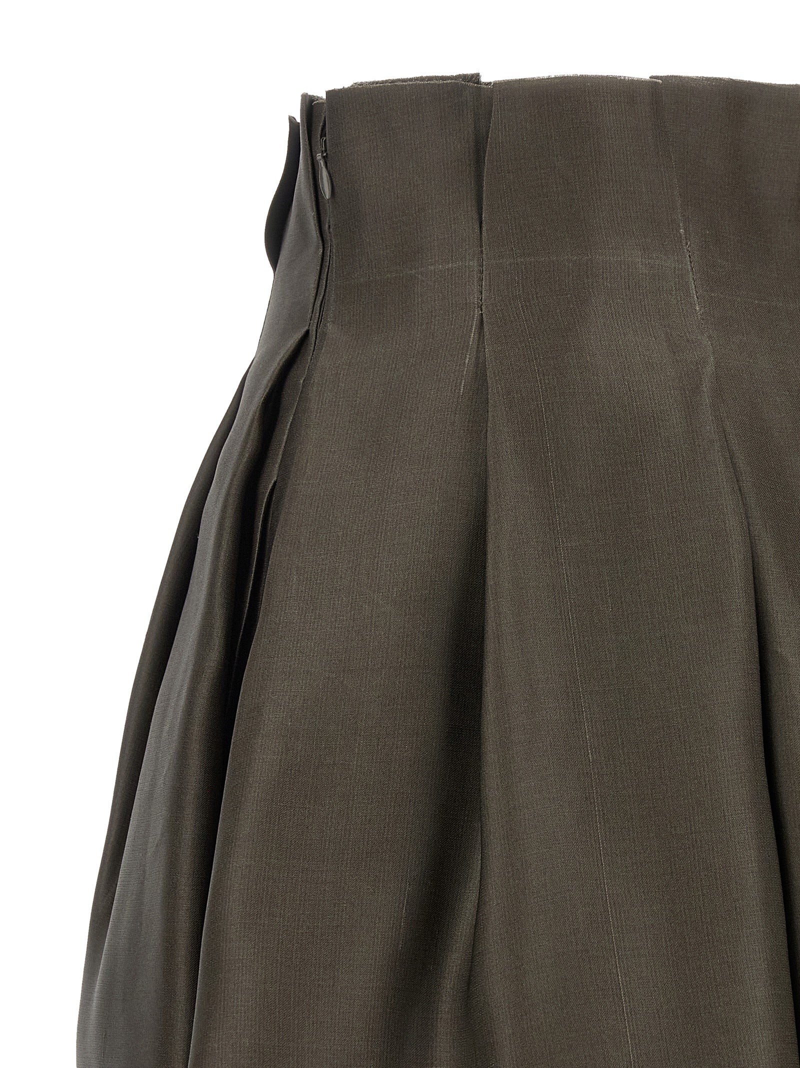 Brown Silk Midi Skirt