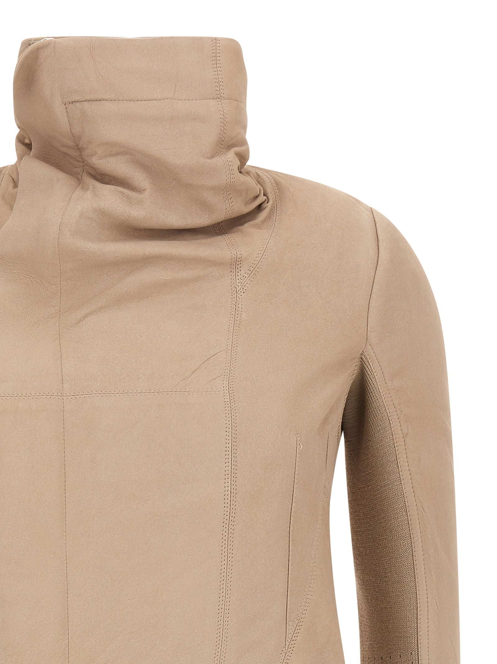Beige Lamb Leather Leather Jacket