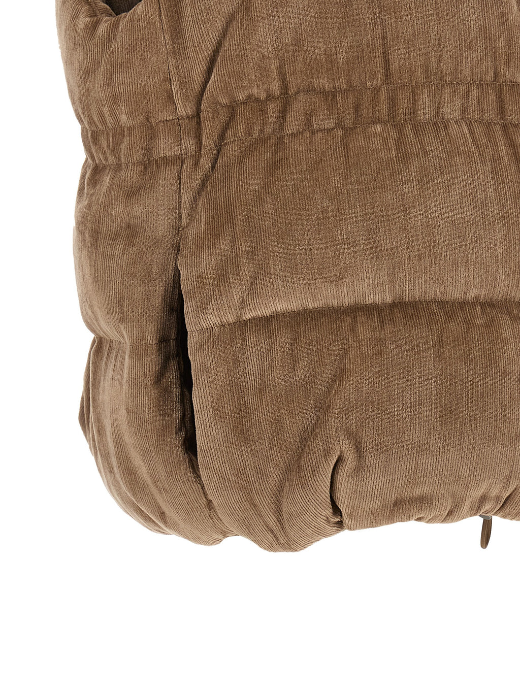 Beige Viscose Sleeveless Jacket