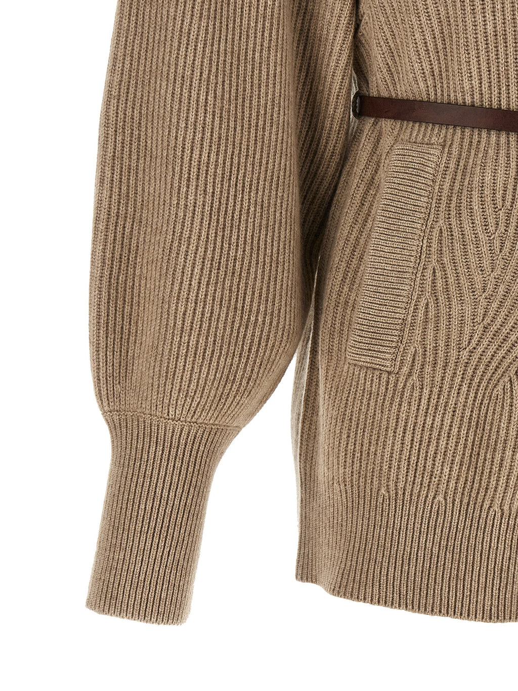 Beige Virgin Wool Cardigan