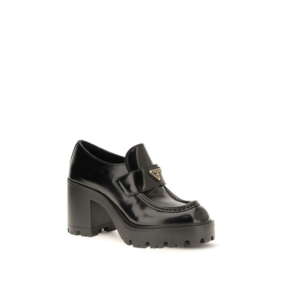 Black Calf Leather Bos Taurus Platform Loafers