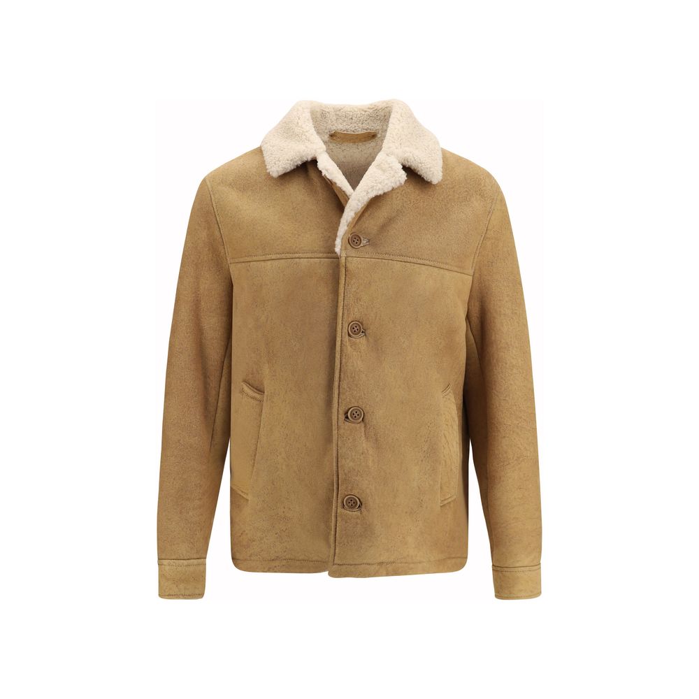 Brown Leather Full-Length Jacket