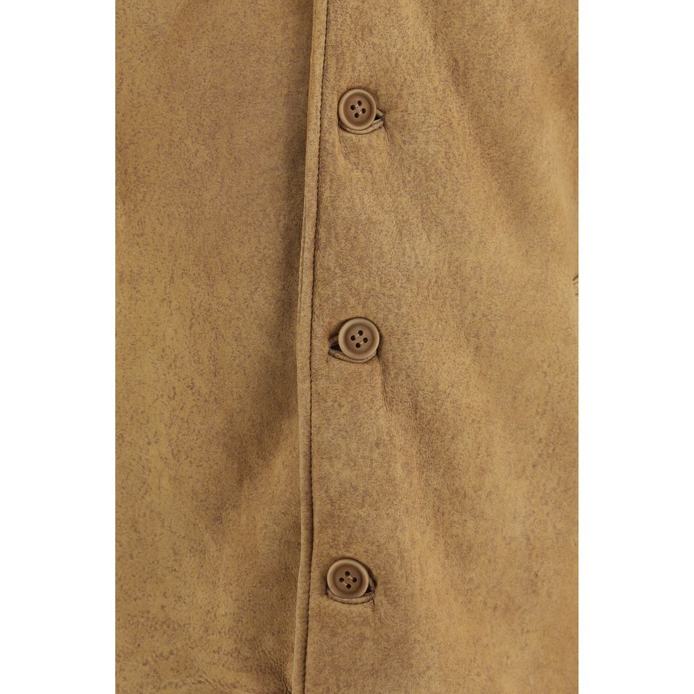 Brown Leather Full-Length Jacket