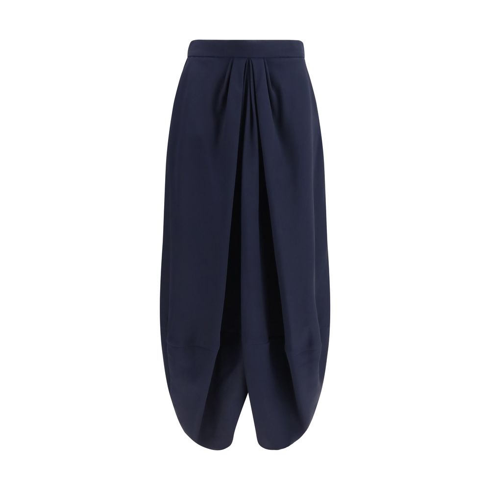 Blue Silk Long Skirt