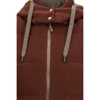 Brown Cotton Sleeveless Jacket