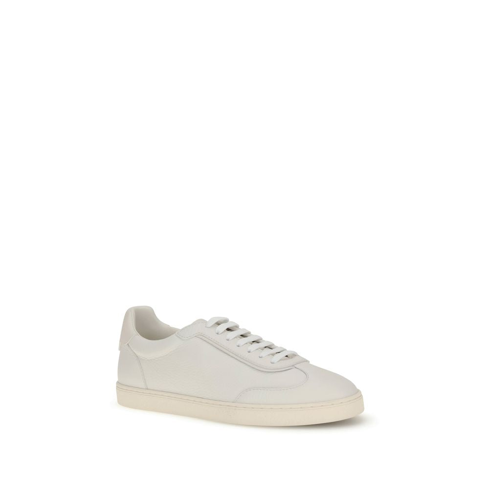 White Calf Leather Bos Taurus Low Top Sneakers